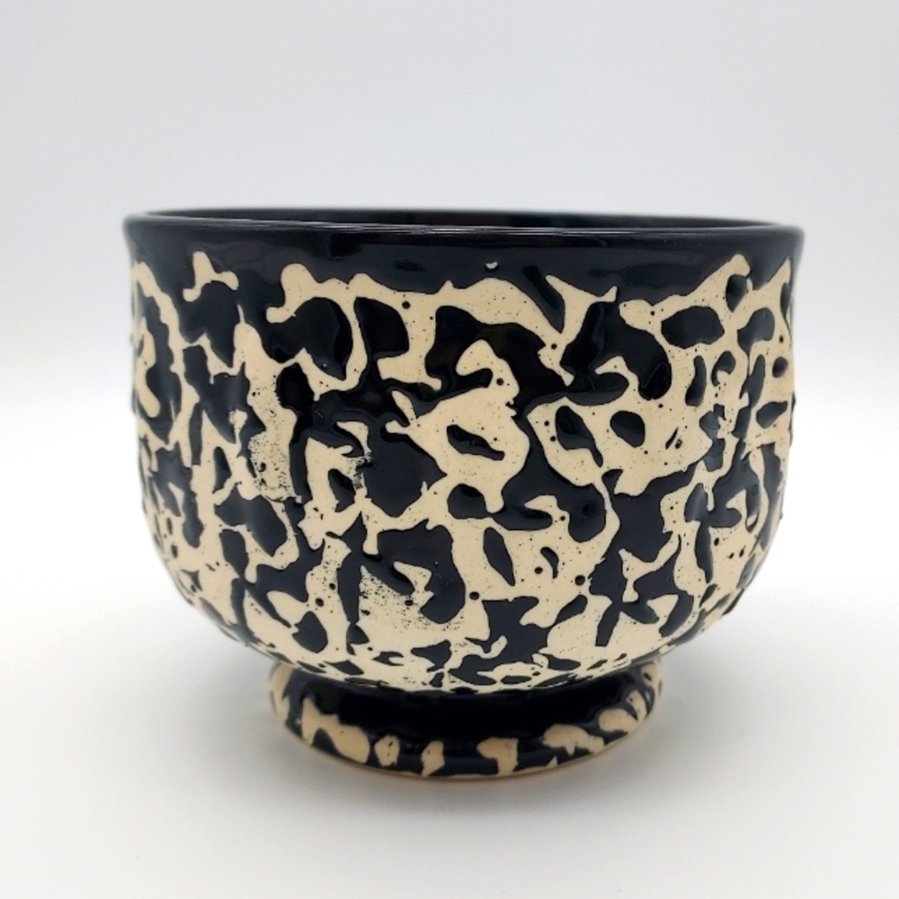 Abstract Black and Cream Ceramic Planter